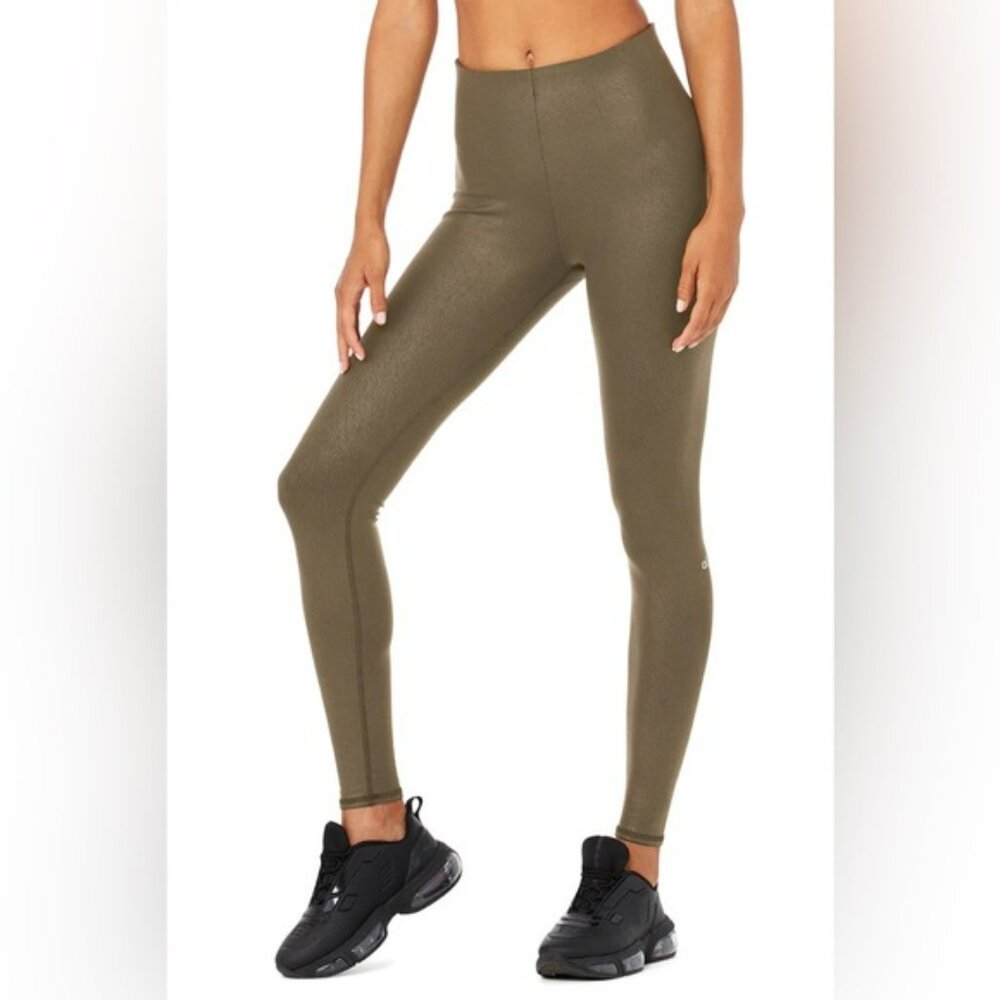 Alo Yoga Faux Leather Airbrush High-Waist Leggings 
“Hot Cocoa”